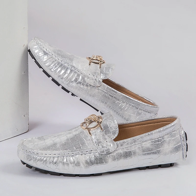 

vents Mens Crocodile Leather Loafers Casual Natural Genuine Vintage Big Size 48