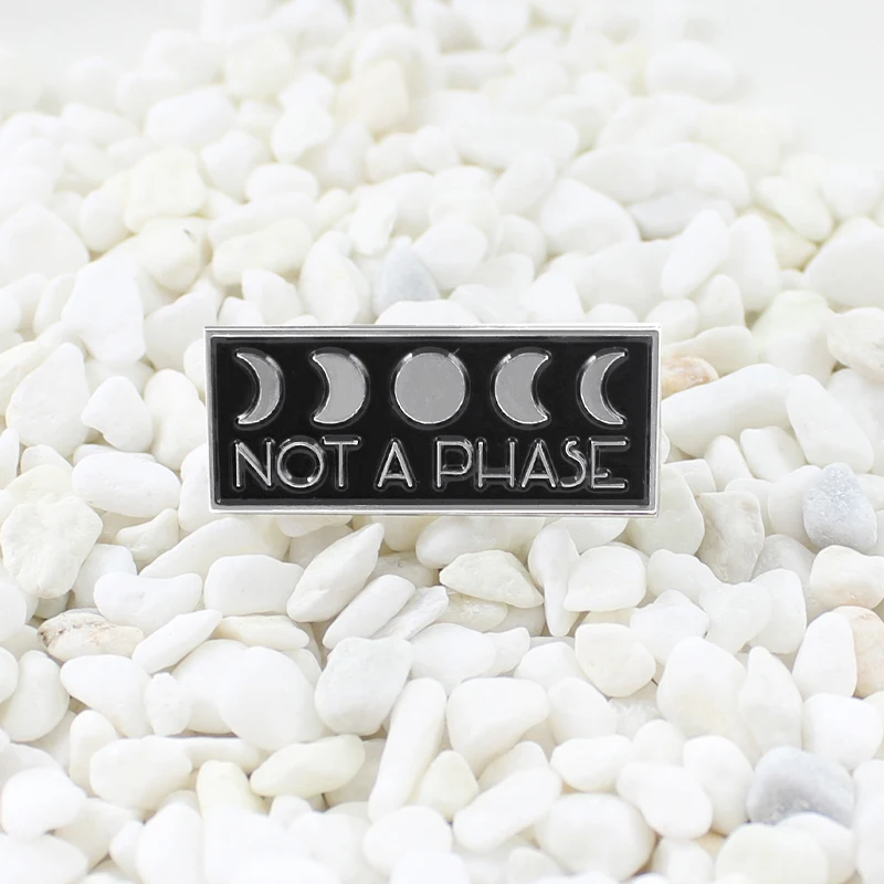 Милый Хэллоуин загадочная Луна лозунг &quotне фаза&quot брошь Drak Черный Серебряный