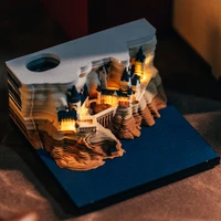 omoshiroi block 3d notepad cubes 160sheets harry design tear off pad hogwarts castle led memo pad miniature diy christmas gifts