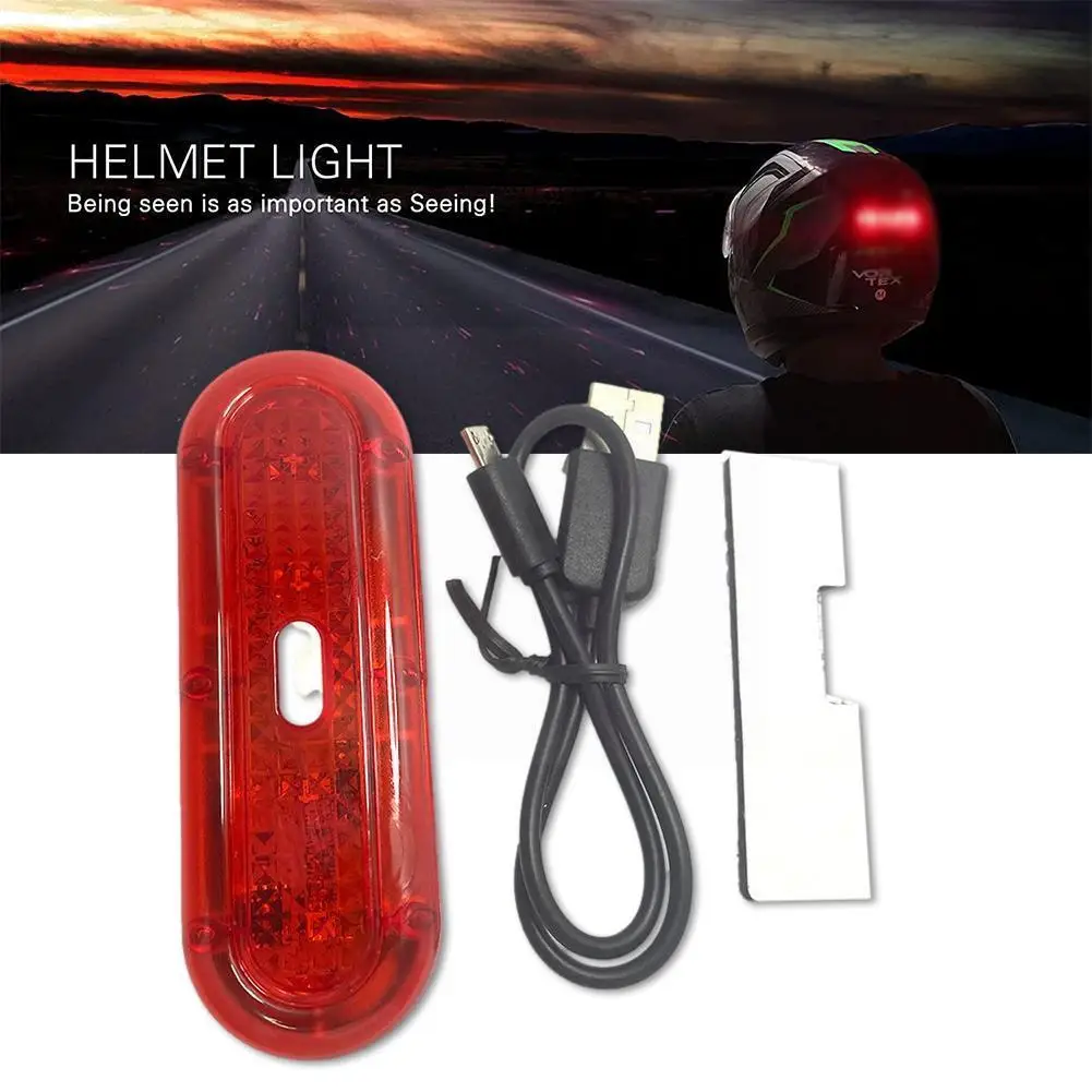 

Motorcycle Helmet Cycle Bike Helmet Night Safety Signal Led Rear Warning Light Light Taillight Lamp Tail Waterproof Recharg P1t2