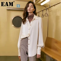 eam women apricot brief temperament blouse new lapel long sleeve loose fit shirt fashion tide spring autumn 2022 1dc935