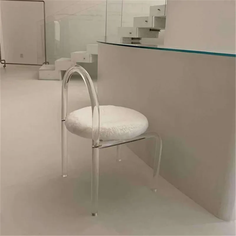 

zq Modern Minimalist Dining Chair with Backrest Single Organic Glass Bed & Breakfast Make-up Chair