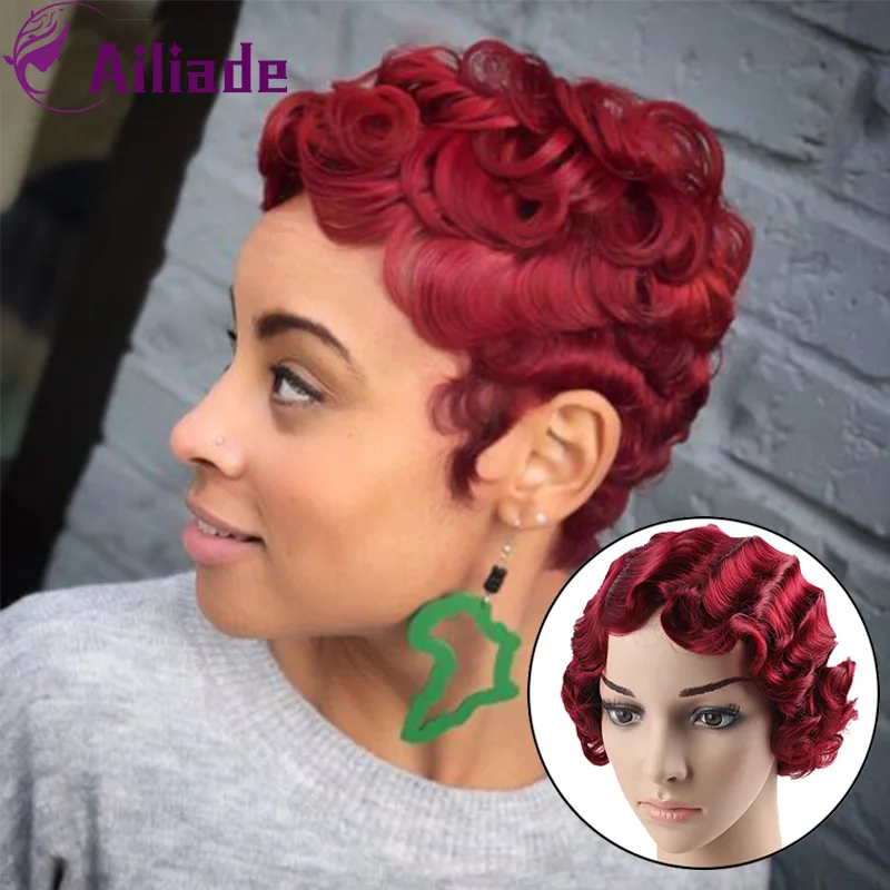 Парик AILIADE с короткими вьющимися пальцами волнистые парики синтетический парик