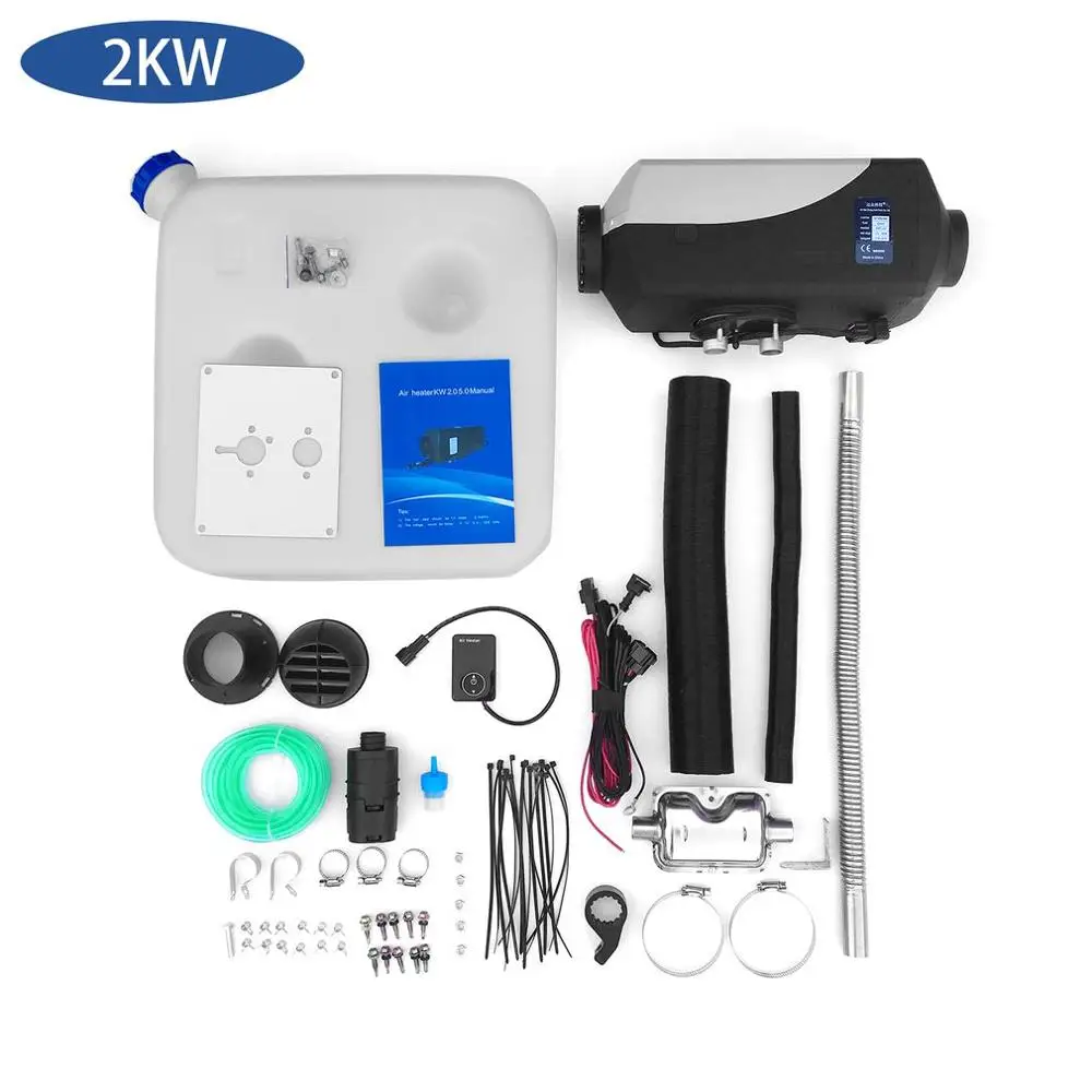 12 В 2 кВт/3 кВт подогреватель воздуха, дизель-нагреватель стояночный нагреватель воздушный Нагреватель автомобильный Грузовик Лодка Универсальный воздушный Нагреватель черный серый - Название цвета: 2KW Red LCD