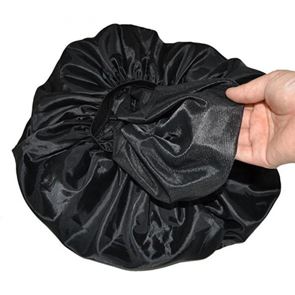 

Sleep Cap Travel Home Elastic Band Cover Shower Hat Wide Brimmed Satin Hair Care Salon Protection Waterproof Soft Bonnet