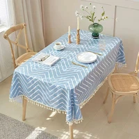 cotton linen tablecloth waterproof oil and scald proof rectangular tassel tablecloth waterproof tablecloth coffee table cloth