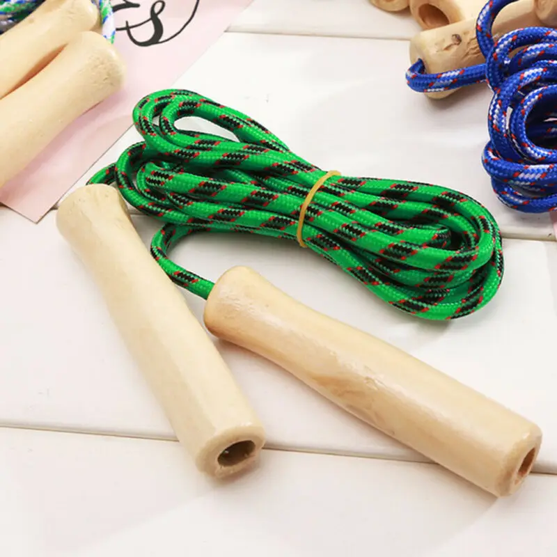 

2.4M Kids Skipping Rope Wooden Handle Jump Play Sport Exercise Workout Toy Fitness Equipment Random Color