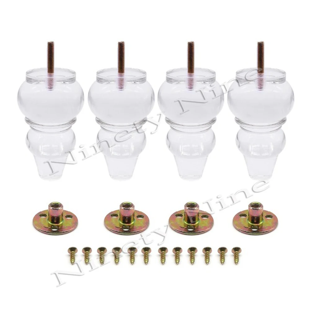 

4Pcs 120MM 5/16" Acrylic Furniture Legs Gourd Shape Sofa Cupboard Furniture Leg Feet 4.7Inch Coffee Tea bar Stool Chair Leg Feet