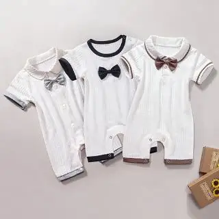 

2021 New Baby Boys Cothes Newborn Romper Infant Jumpsuit Summer Cotton Fashion Bow Gentleman Rompers Cool Shorts Babies 0-24M