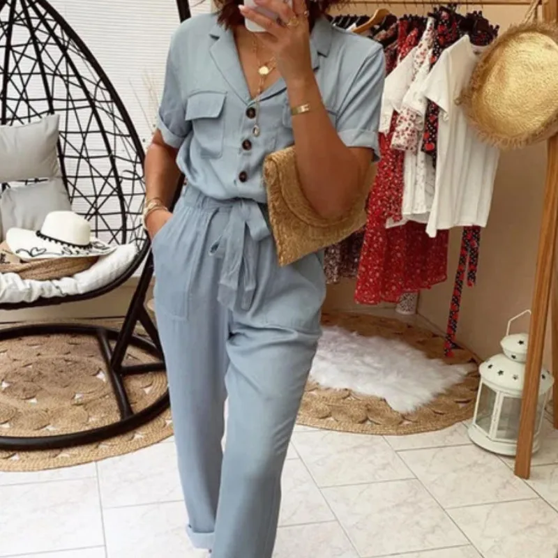 

Elegant Office Ladies OL Clothes Women Autumn Jumpsuit Lapel Sashes Rompers Femme Jumpsuit Feminino Monos Mujer