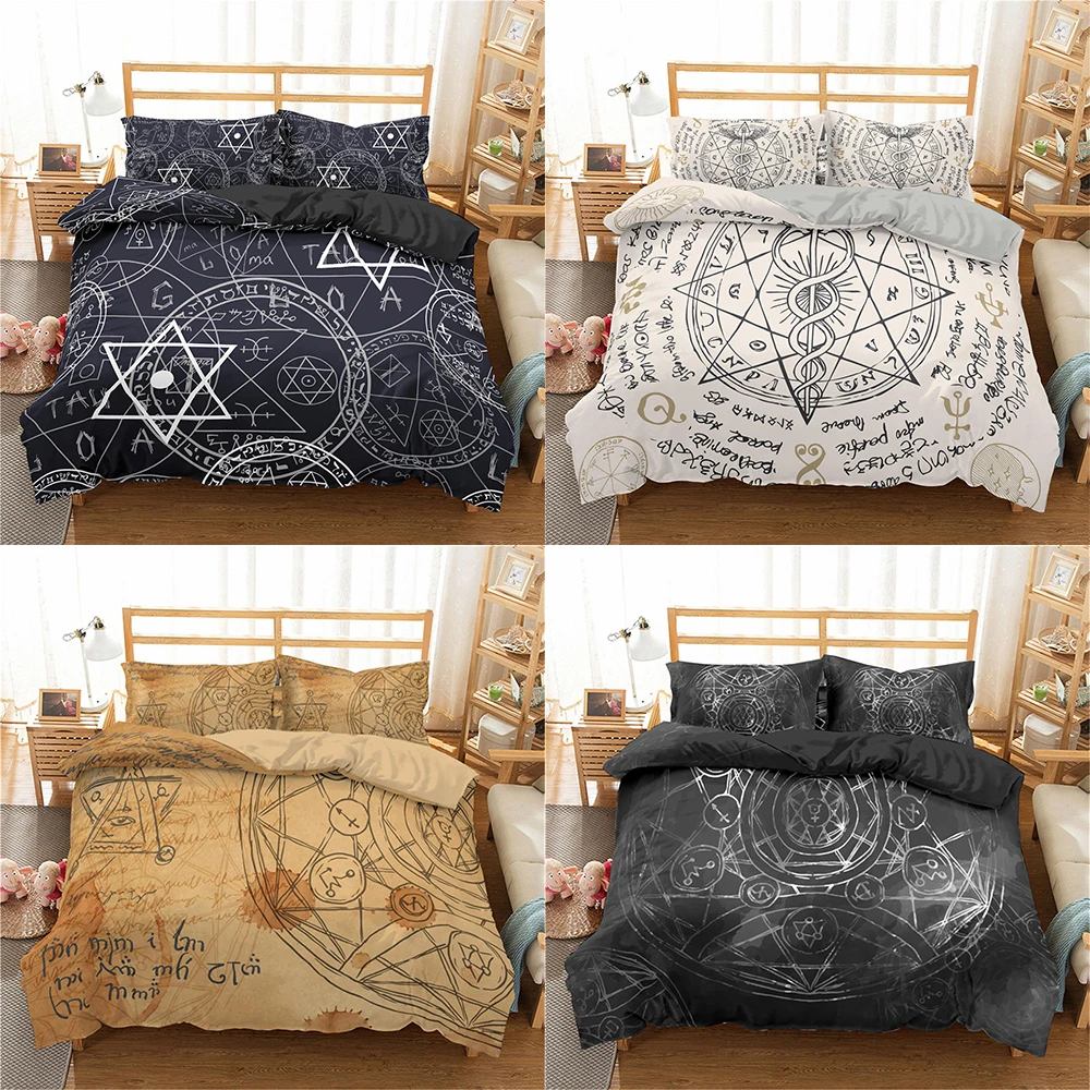 

Bedding Sets Duvet Cover Sets Pillowcase Bed Linen 2/3pcs Bed Set Bedclothes Alchemy Symbol 3D Print Twin Full/ Queen King Size