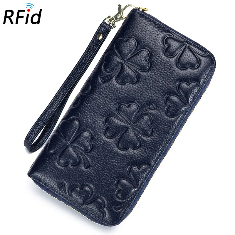 Женский кошелек для мобильного телефона Rfid длинный кожаный на молнии новый