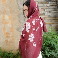 2020 fashion women embroidery scarf retro floral pattern print cotton scarves ladies shawls and wraps foulard femme muslim hijab