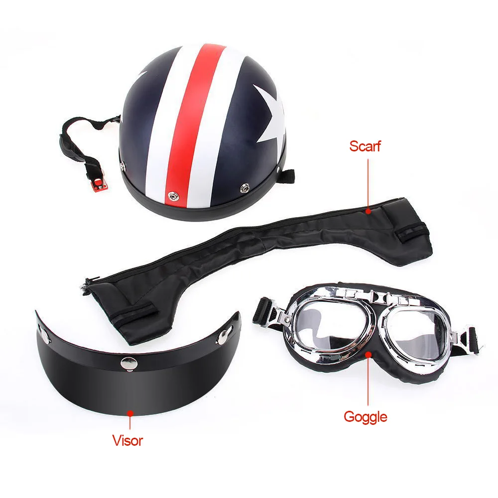 

Half Open Face Vintage motorcycle helmet half helmet Retro moto casco capacete motociclistas capacete with Goggles