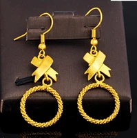 twist circle 24k gold drop earrings pendant earrings for women 24k gold filled earhook earring wedding gift birthday eardrop