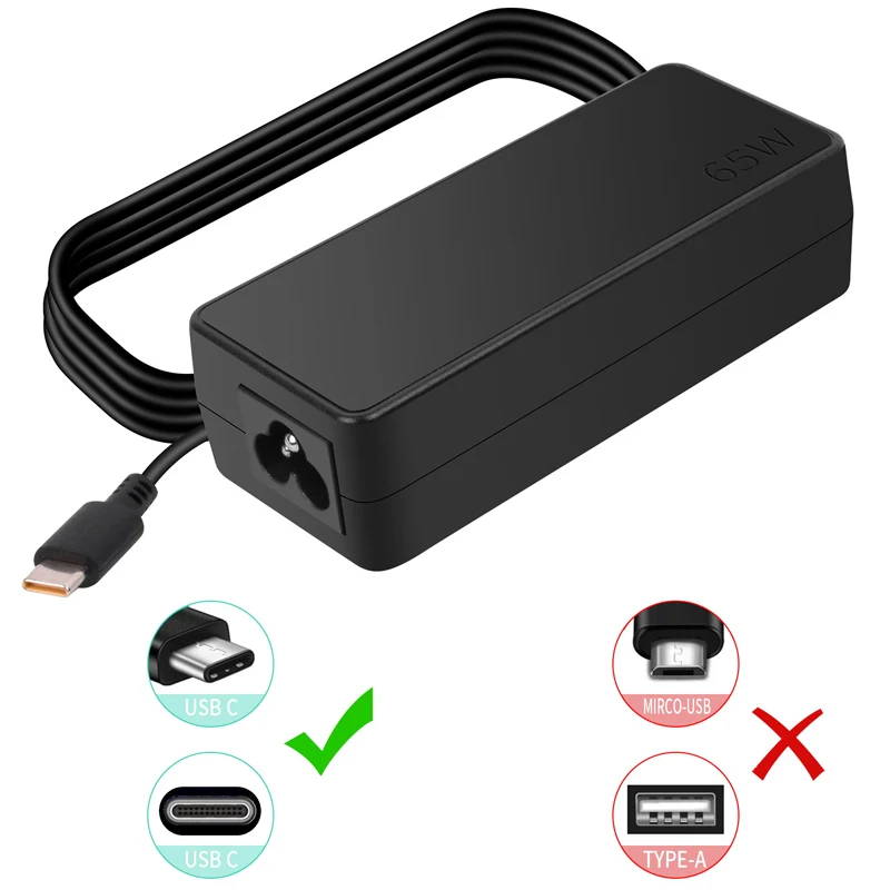 

65W USB C Charger for Lenovo ThinkPad E490 E490s E590 ADLX65YCC3D ADLX65YLC3D ADLX65YDC3D Laptop Type C Adapter Power Cord