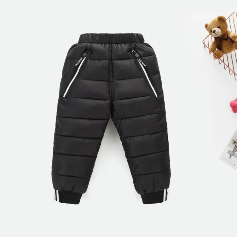Детские штаны для мальчиков и девочек Длинные теплые зимние брюки на белом