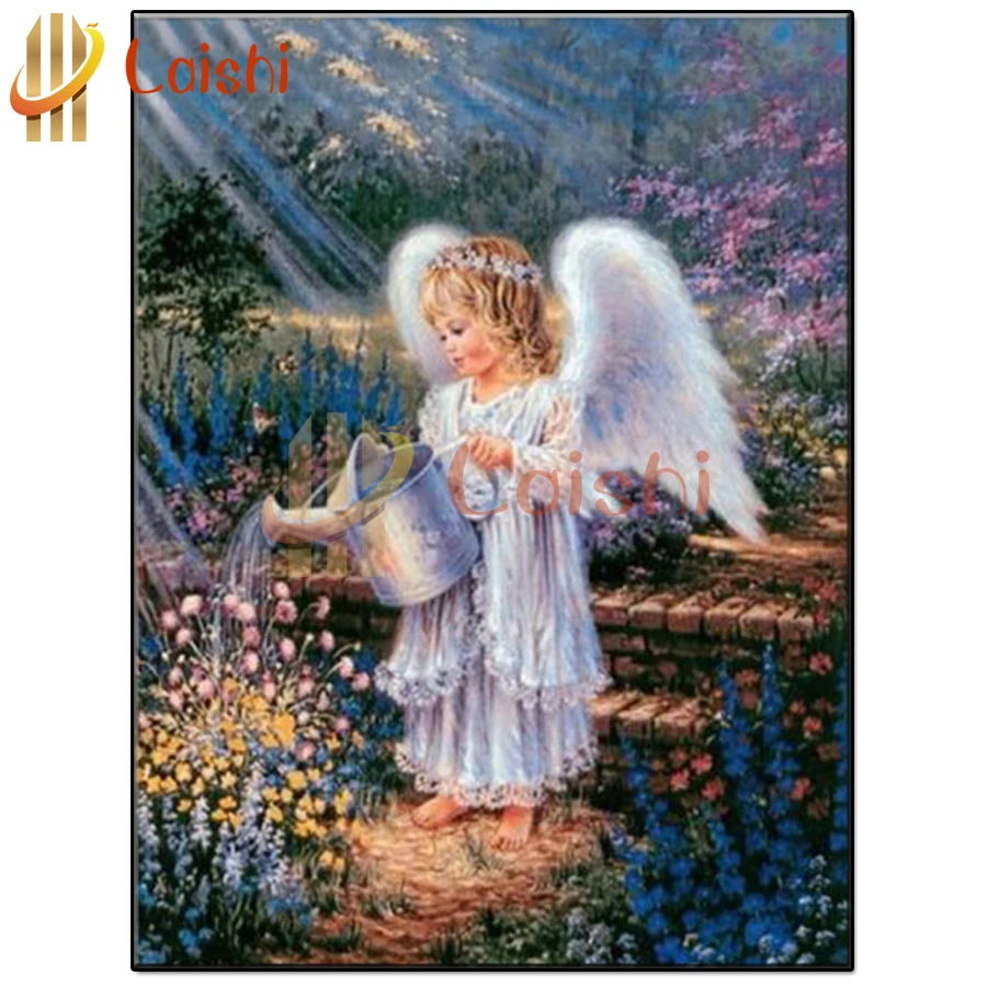 

Алмазная картина «маленький ангел», картина с поливом для сада, прямоугольная, круглая, украшение для дома