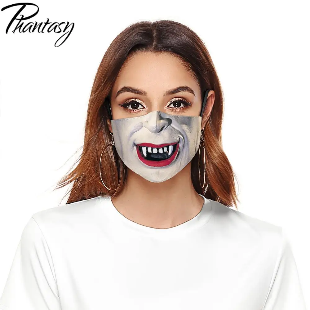 Маска для взрослых на Хэллоуин маска лица с принтом клоуна моющаяся Тканевая рта