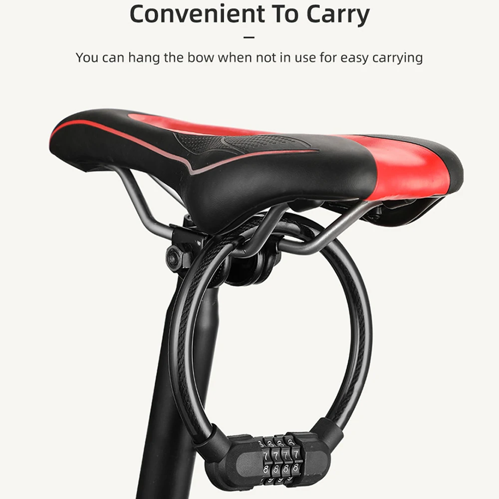 

4-Digit Password MTB Bicycle Code Lock Mountain Bike Portable Security Anti-theft Cable Lock Steel Wire Lock Bicycle Accessories