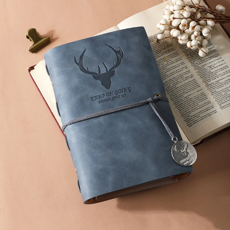 

Portable PU Leather Cover Loose-leaf Notebook w/ Strap Pendant Storage Bag A6 Travel Handbook for Dairy Travel Office