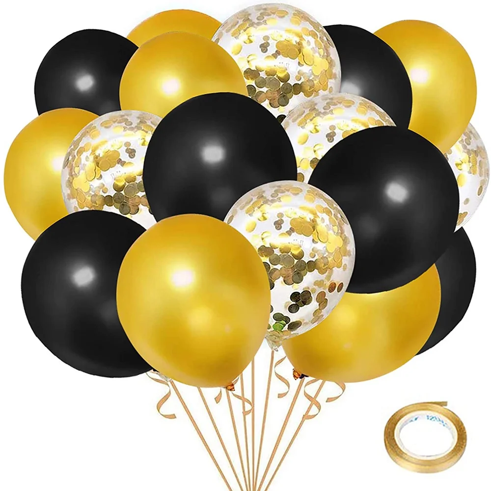 

50Pcs/Set Black Gold Balloons Metallic Latex Confetti Balloons Birthday Wedding Christmas Party Decoration Baby Shower Supply