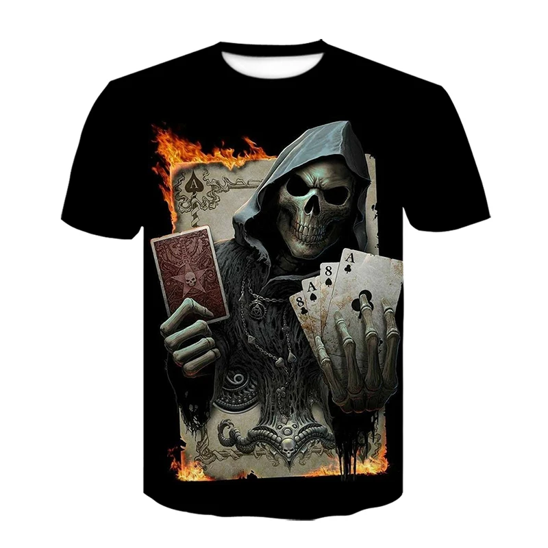 

2021 New Playing Cards 3D Printed Hip-Hop, Street Style Men And Women Casual Hedging T-Shirt Short-Sleeved Men