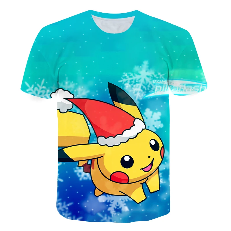 

2021 Summer New 3D Printing T-shirt Pikachu Short Sleeve Fun Cartoon Children Printing Factory Direct Sales