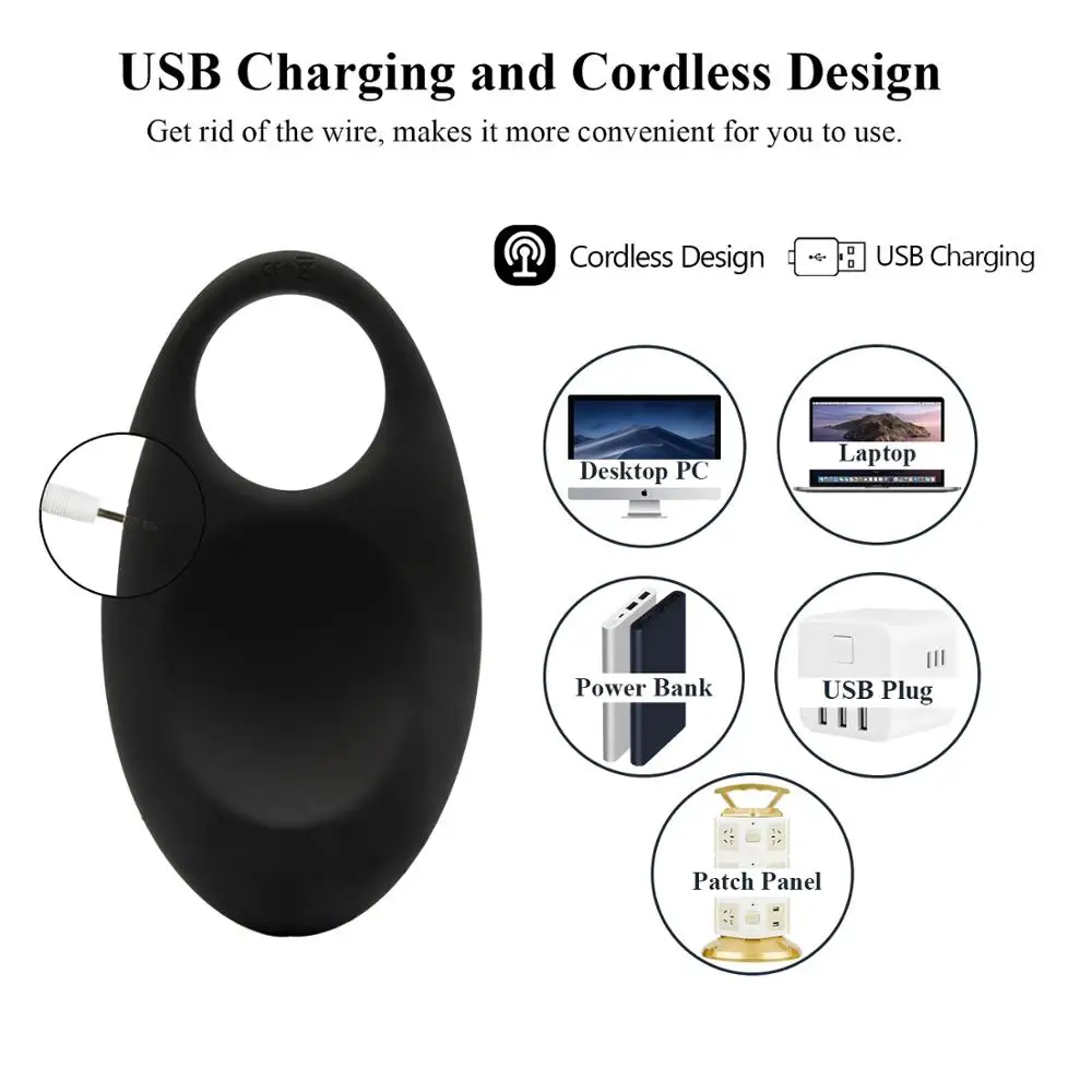 Мужское вибрирующее кольцо вибратор для пениса из силикона с USB зарядкой массажа