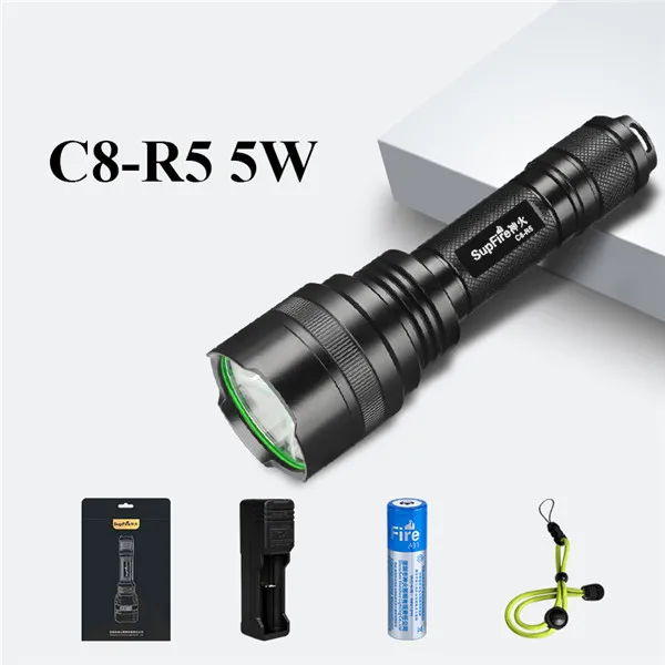 C8-R5 with 18650 Супер мощный светодиодный светильник C8 Flash светильник 2500lm Linterna светодиодный 18650 фонарь для кемпинга Sofirn Convoy Nitecore Fenix Nicron - Испускаемый цвет: C8-R5 with 18650