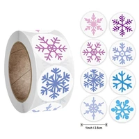 500 pcsroll round snowflake pattern sticker christmas case gift craft packaging sticker pvc adhesive labels stationery stickers
