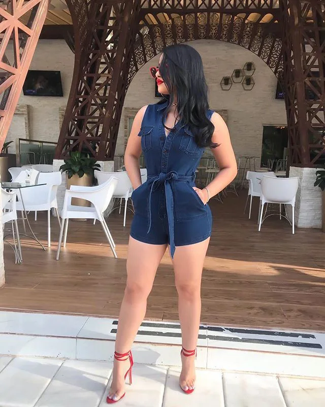 OKAYOASIS пикантные женские с отложным воротником без рукавов Bodycon деним осень комбинезон женские элегантные джинсы повседневный комбинезон