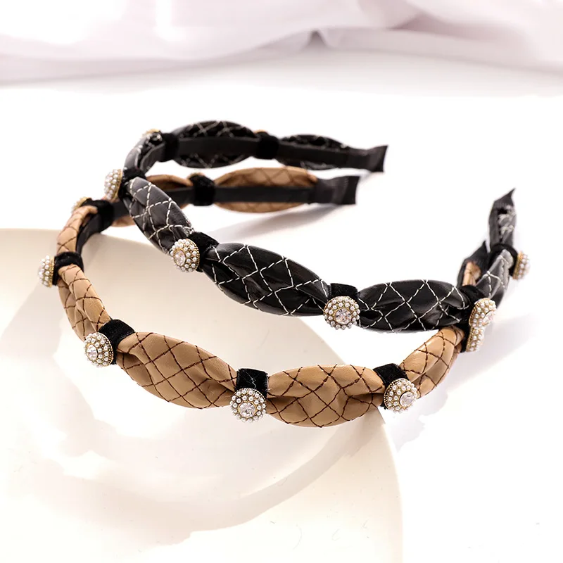 

PU Hairband Rhinestone Headbands Women Girls 2020 New Fashion Crystal Hair Band Hoop Headwear Female Hair Accessories