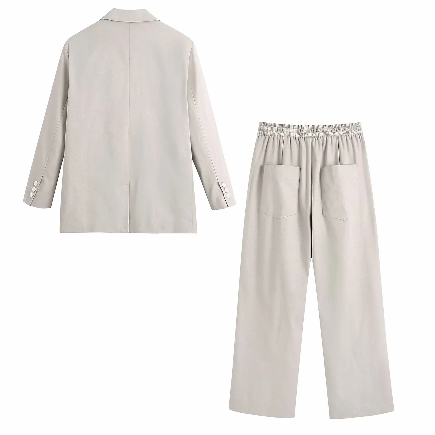 

WXWT Za Elegant Women's Set Loose Blazer Pants Set 2021 Fashion Gray Suit 2 Piece Set Coat and Pants BB1545