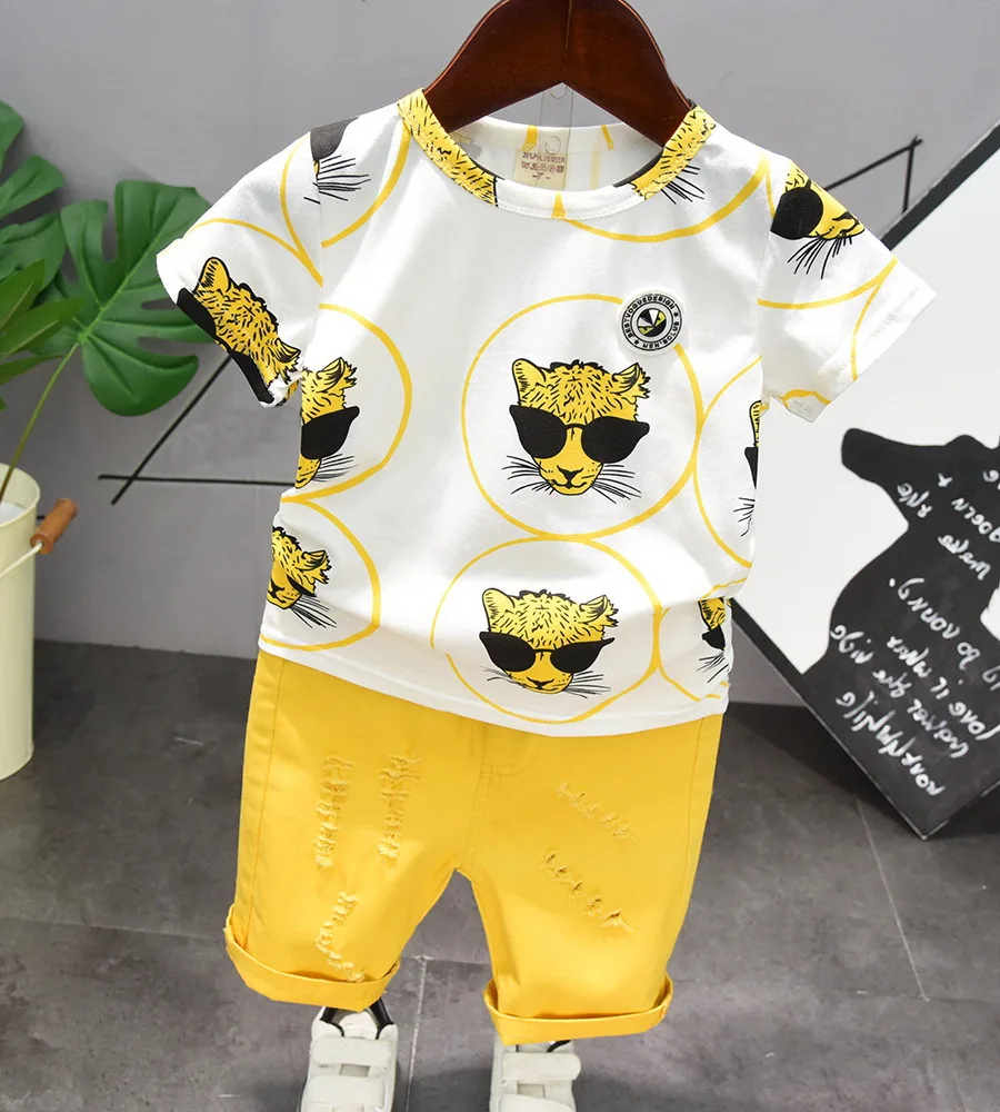 Хлопковая футболка и штаны для мальчиков 2-7 лет |