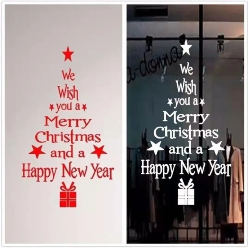 

1pc Artificial Decorations Removeable Merry Christmas Tree Wall Stickers Home indoor Art Vinyl Decal Window Decorations New Year