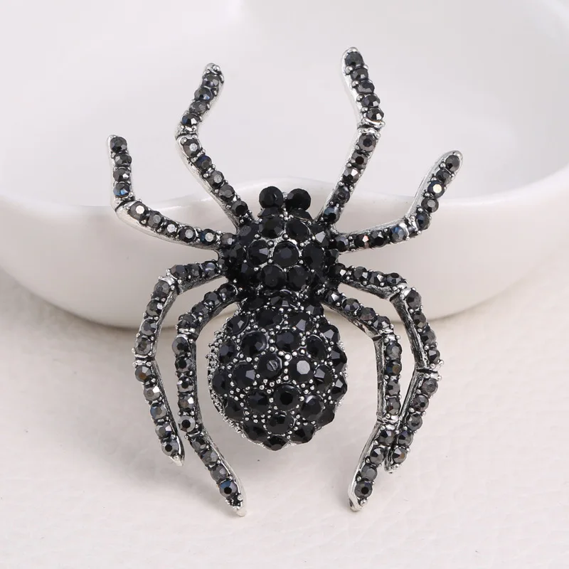 

Retro Black Rhinestone Spider Brooch Delicate Creative Insect Alloy Brooches Clothing Accessories