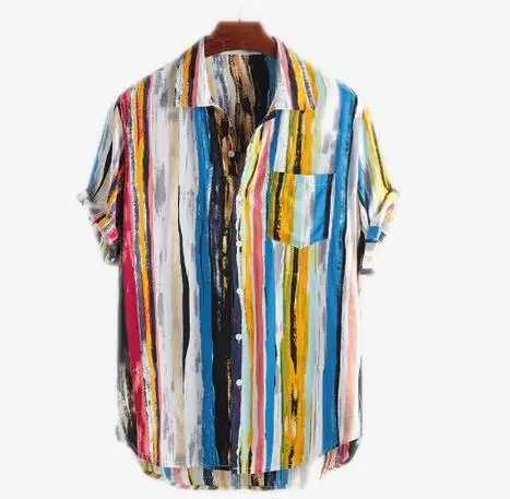 Европейская и американская мода свободная рубашка с принтом Мужская короткая