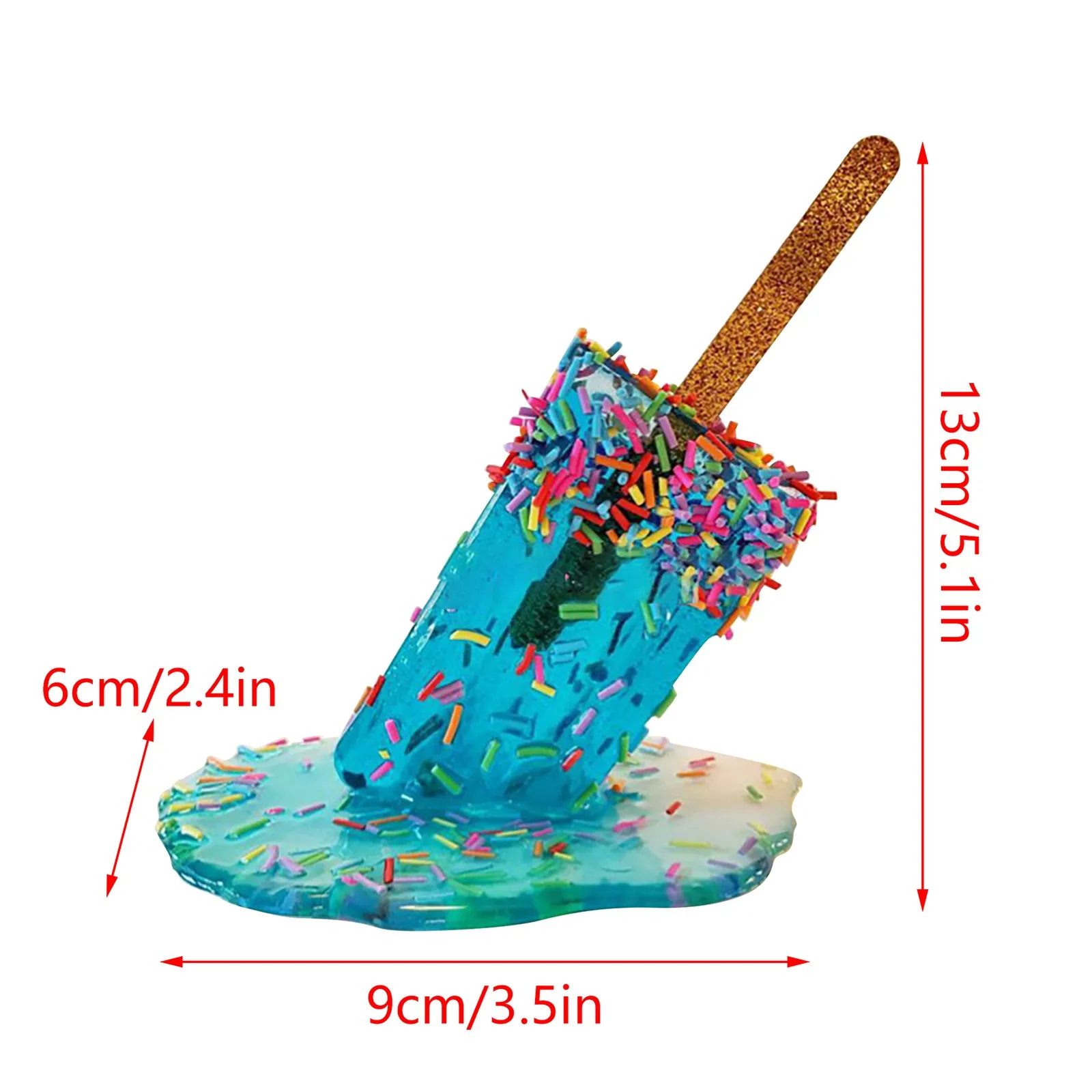 

2pcs Transparent Melting Popsicle Sculpture Lollipop Melting Resin Ornaments Resin Crafts Summer Cool Lollipop Home Decor
