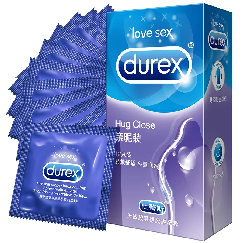 Durex Condom Hug Close Ultra Thin Condoms for Men Natural Latex Lubricated Penis Sleeve Intimate Goods Adult Sex Toys Products