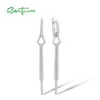 santuzza silver earrings for women 925 sterling silver white cubic zirconia long dangling earrings delicate fashion fine jewelry