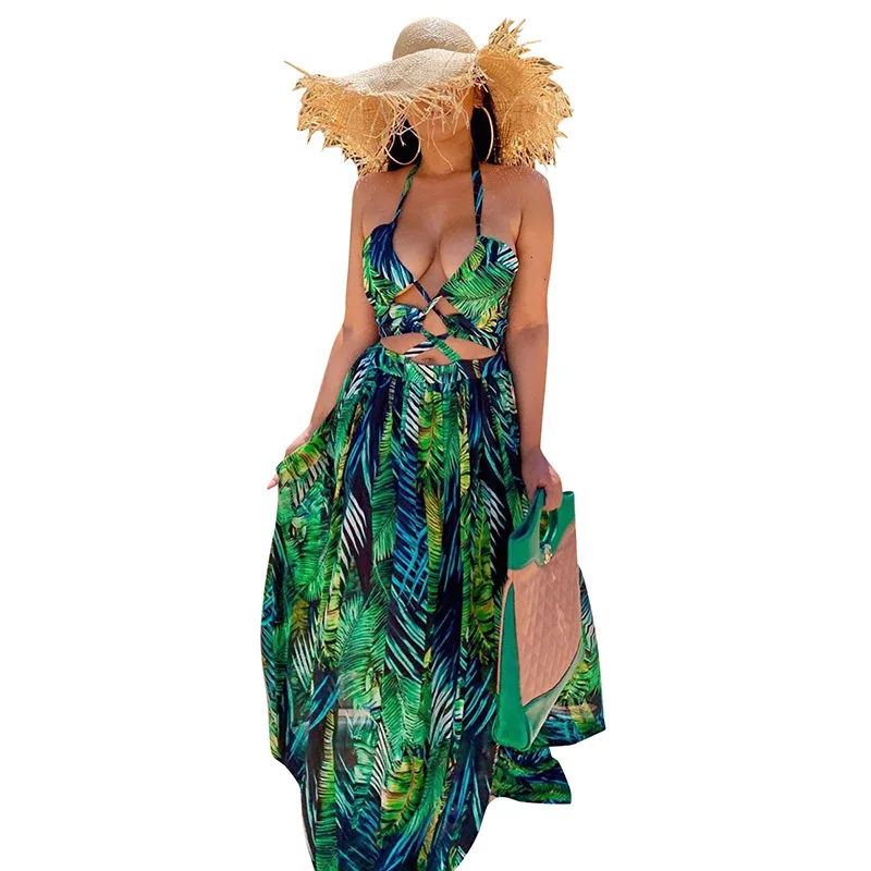 

Summer New Style Wrapped Chest Open Back Sexy Tight-fitting Sling Women Sleeveless Chiffon Fashion European American Style Dress