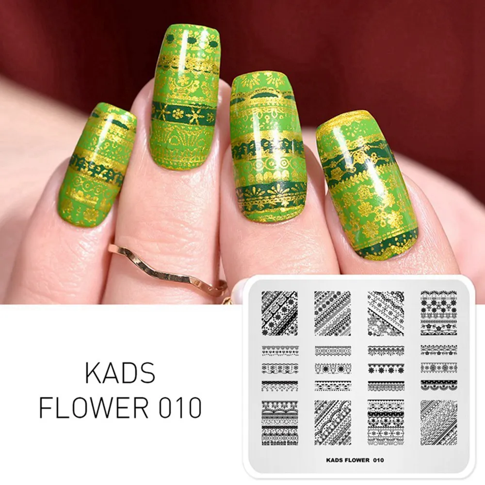 Flower 010 KADS пластины для штамповки ногтей 48 дизайнов цветок бабочка изображение дизайн ногтей штамп Шаблон трафарет для штамповки ногтей Маникюрный Инструмент - Цвет: Flower 010