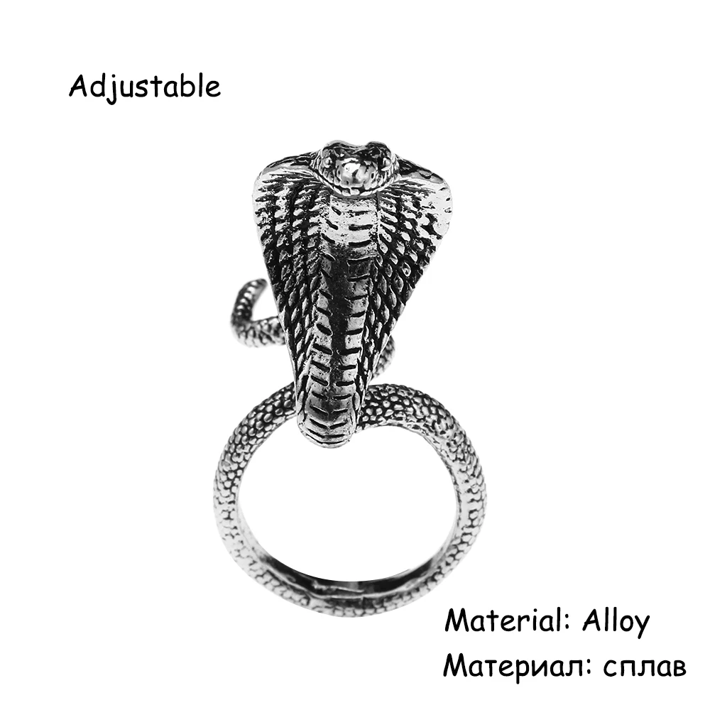 

Snake Ring Retro Punk Exaggerated Cobra Rings Personality Three-dimensional Opening Adjustable Snake-Rings Women Men Jewelry