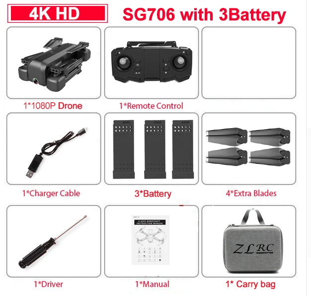 4K 3B Bag Складной Wifi Радиоуправляемый Дрон 4K с камерой HD Dual 50X Follow Me Квадрокоптер Профессиональный Дрон долгий срок службы батареи игрушка для детей - Цвет: 4K 3B Bag