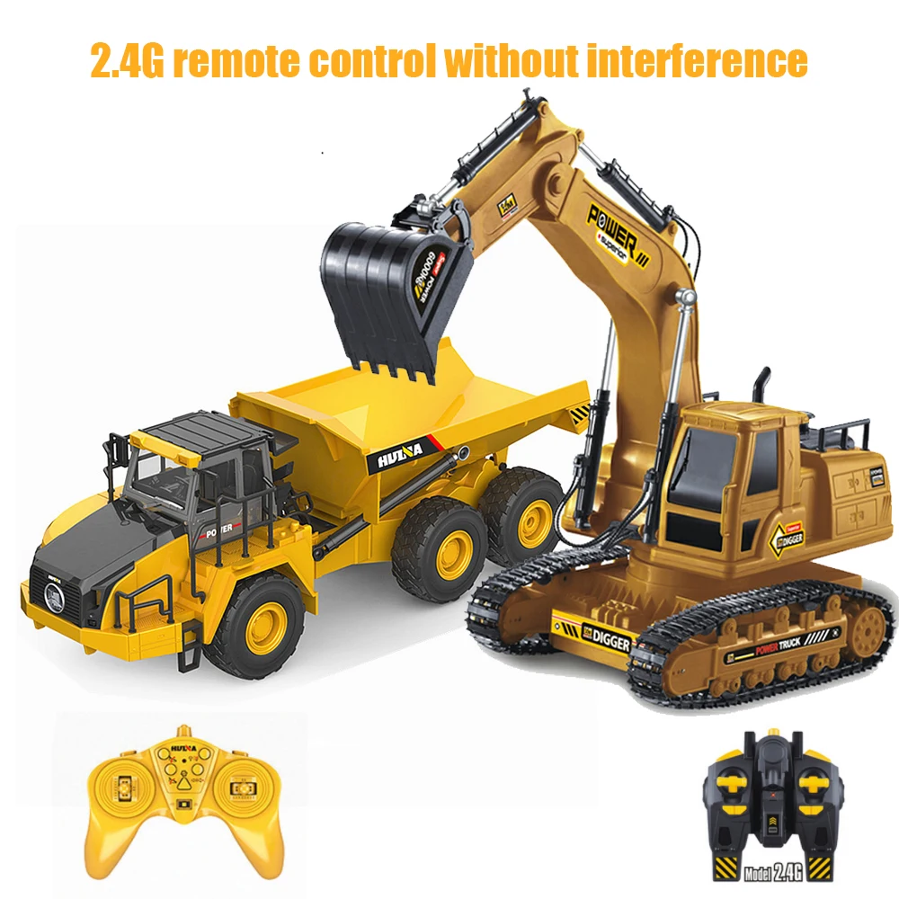 1:24 HUINA 568 RC Truck Dumper Excavator Caterpillar 9CH 2.4G Radio Controlled Car Electric vehicle Tractor Model Toys for boy enlarge