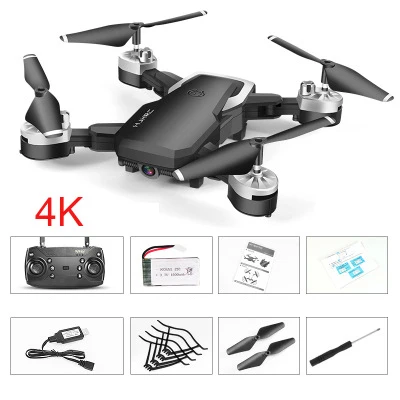 4K RC вертолет Дрон с камерой HD 1080P wifi FPV селфи Дрон Профессиональный складной Квадрокоптер 24 минуты Срок службы батареи HJ28 - Цвет: black 4K