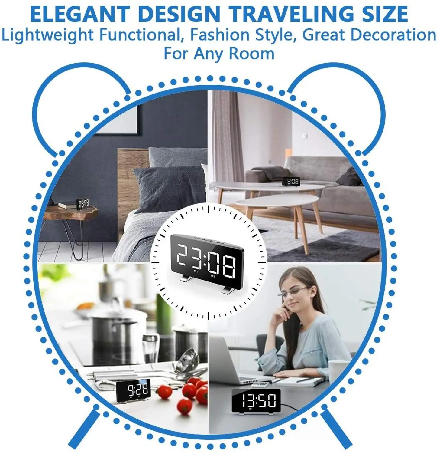 Большие цифровые настольные часы светодиодный многофонный музыкальный стол