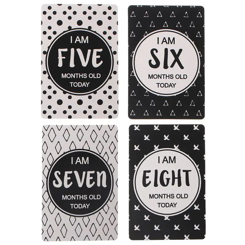 

12 Pcs Month Card Baby Monthly Newborn Funny Photography Photo Cards Stickers F3ME