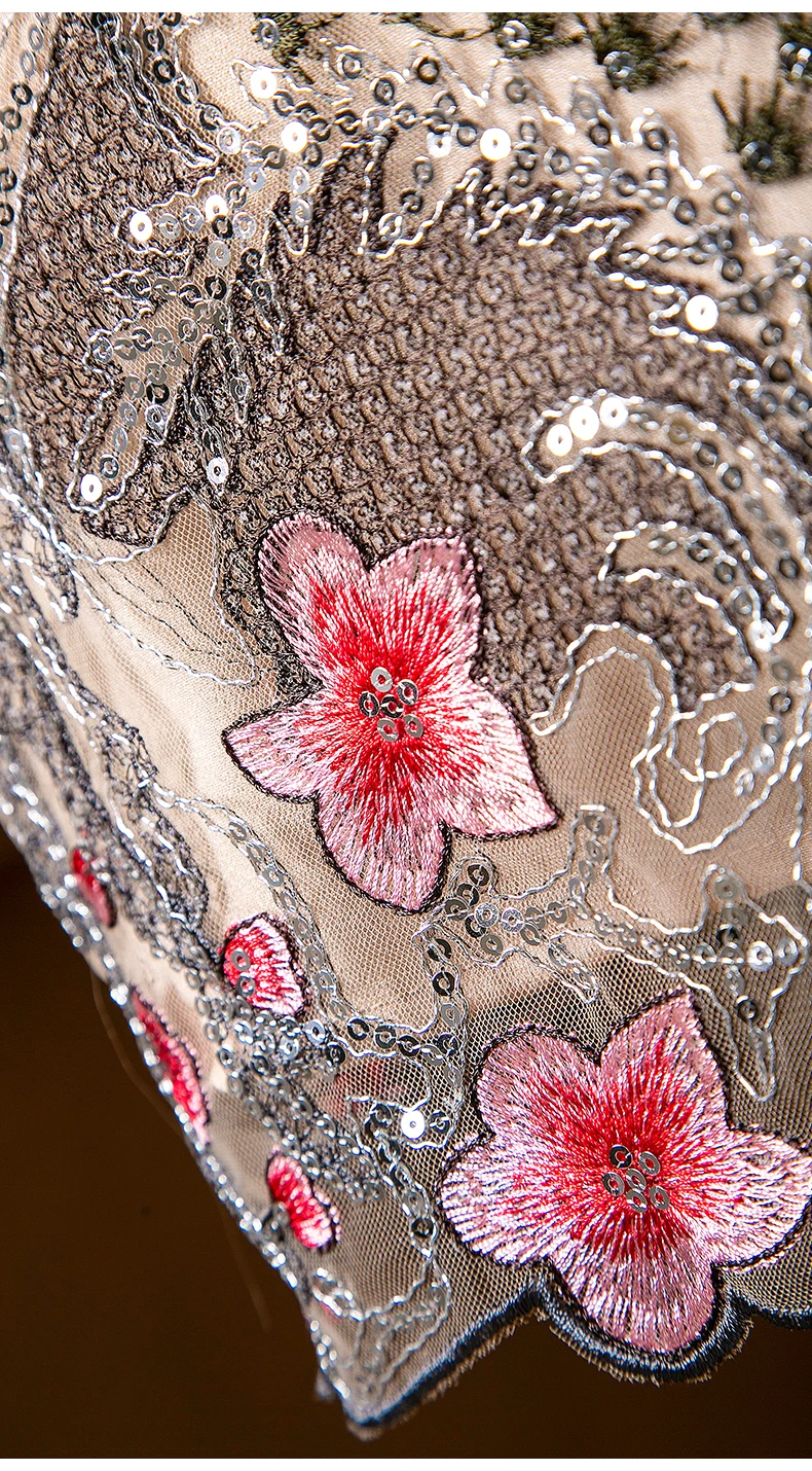 

Sequined Dress 2020 Summer Sexy Party Club Women Allover Exquisite Embroidery Flower Beading Patterns Half Sleeve Bodycon Dress